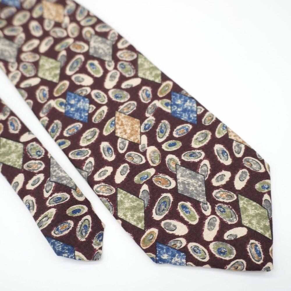 Robert Talbott Studio Caramel Valley Red Short Abstract Jacquard Print Silk Tie